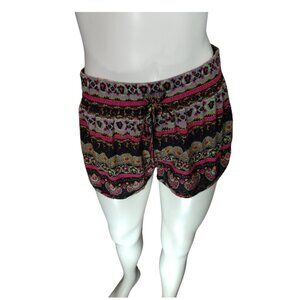 Women Purple Flower Pattern Shorts